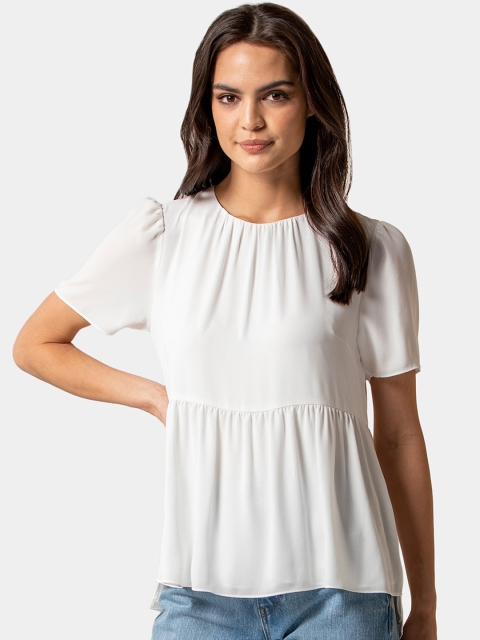 

Forever New Women White Solid High-Low Top