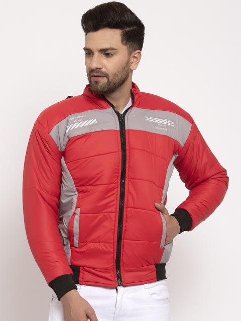 KLOTTHE Men Red Colourblocked Windcheater Bomber