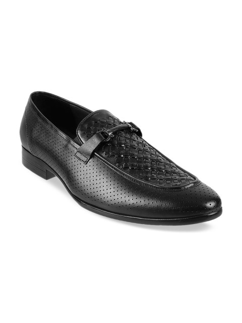 

Metro Men Black Textured Leather Formal Loafers