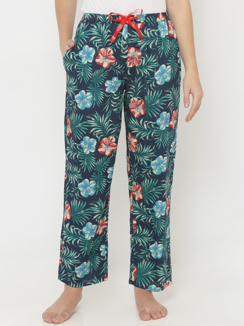 

Heart 2 Heart Women Navy Blue, Green & Red Printed Lounge Pants