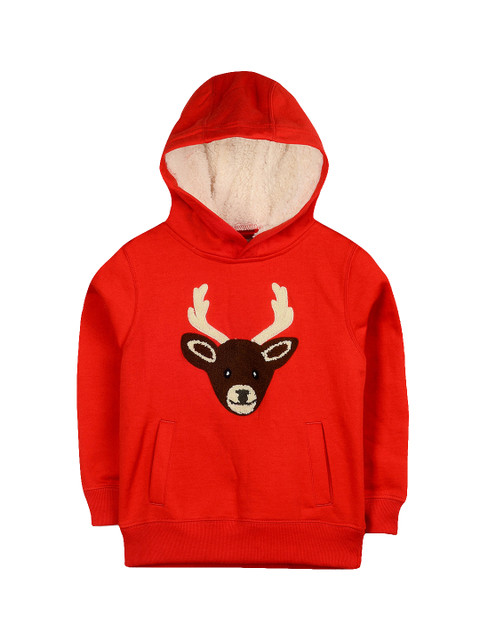 

Cherry Crumble Boys Red Printed Hooded Sweatshirt