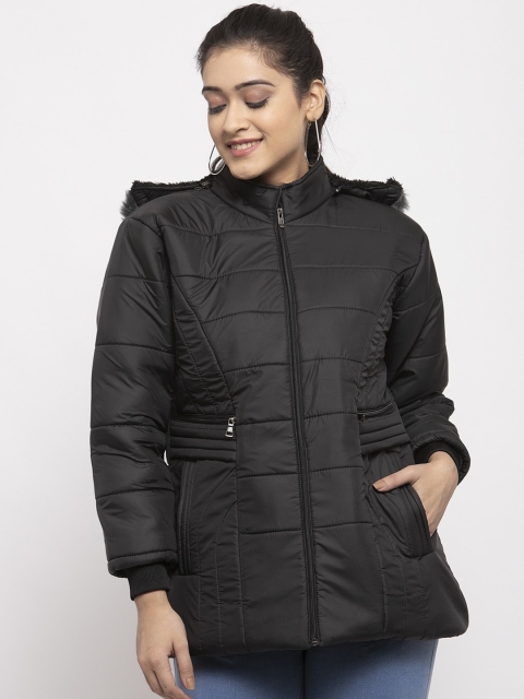 

KLOTTHE Women Black Solid Windcheater Parka