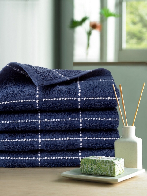 

Trident Pack Of 4 Blue & White Striped 450 GSM Dusk & Dawn Hand Towels