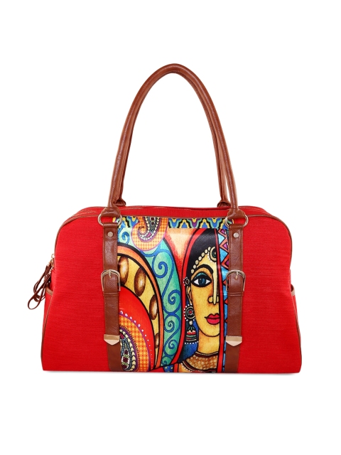 

All Things Sundar Red & Yellow Printed Handheld Bag