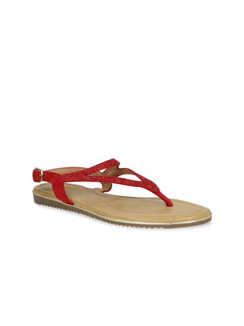 

Inc 5 Women Red Solid T-Strap Flats