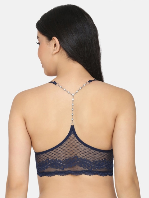 

Da Intimo Blue Lace Non-Wired Lightly Padded Bralette Bra DI-1283 BLUE-C20