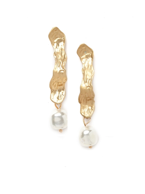 

AVANT-GARDE PARIS Gold-Plated & White Contemporary Drop Earrings