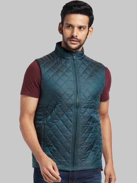 

Parx Men Green Solid Quilted Jacket
