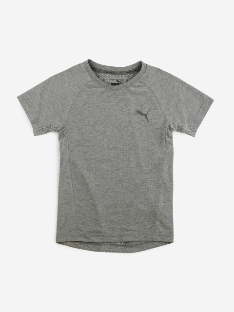

Puma Boys Grey Melange Solid Round Neck T-shirt