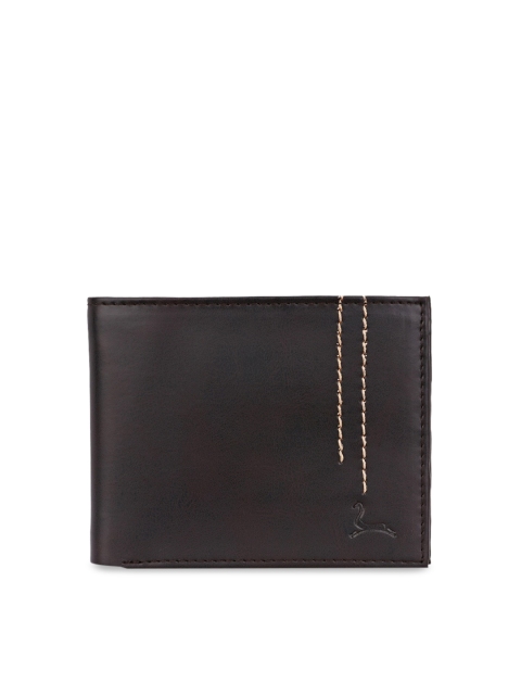 

Pacific Gold Men Brown Solid Two-Fold Faux Leather Wallet
