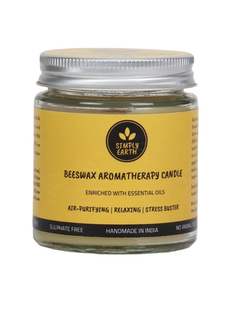 

SIMPLY EARTH Yellow Solid Beeswax Handmade Candle With Glass Jar