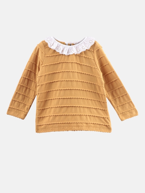 

Beebay Girls Yellow Self Design Pure Cotton Top