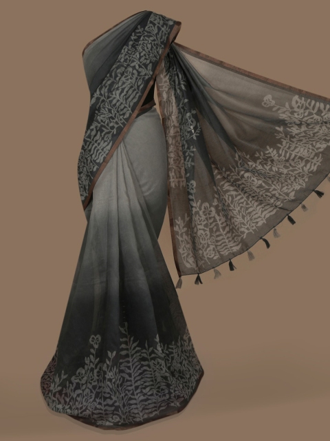 

Pothys Grey Dyed Linen Blend Saree