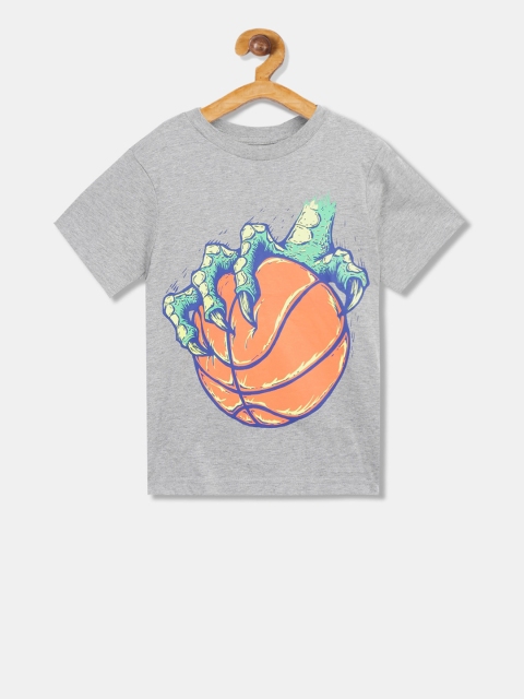 

The Childrens Place Boys Grey & Orange Printed Round Neck T-shirt