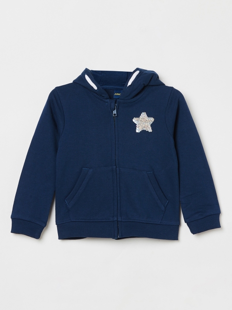

Juniors by Lifestyle Girls Navy Blue Embellished Hooded Sweatshirt