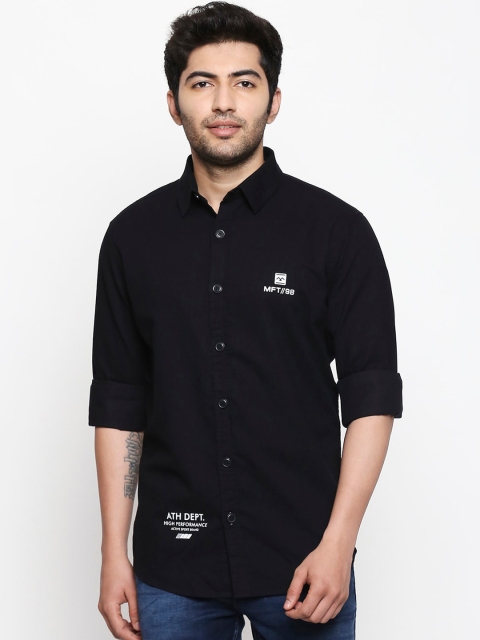 

Mufti Men Black Slim Fit Solid Casual Shirt