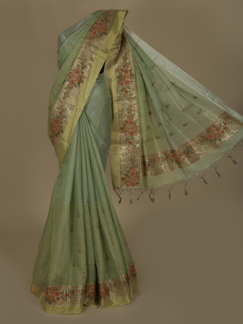 

Pothys Green Woven Design Tissue Saree