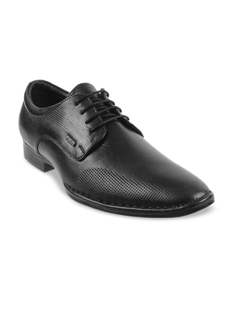 

Metro Men Black Textured Leather Formal Derbys