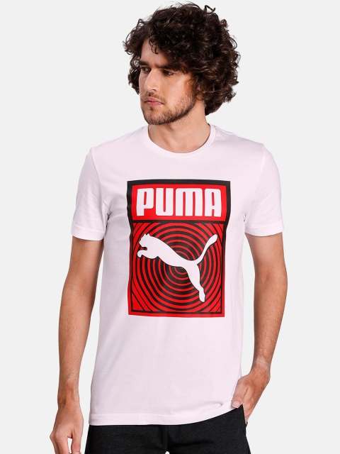 

Puma Men White Printed Round Neck T-shirt
