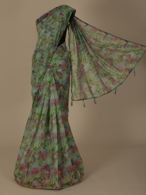 

Pothys Green & Brown Jute Silk Printed Saree