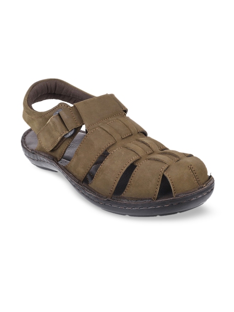 

Metro Men Olive Green Leather Fisherman Sandal