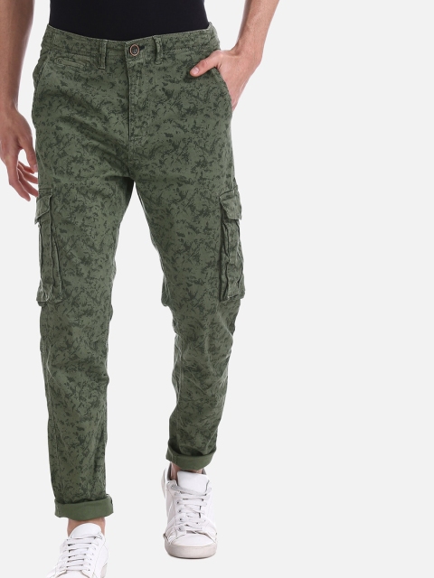 

Cherokee Men Olive Green Regular Fit Printed Cargos