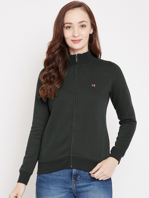 

Octave Women Olive Green Solid Sweatshirt