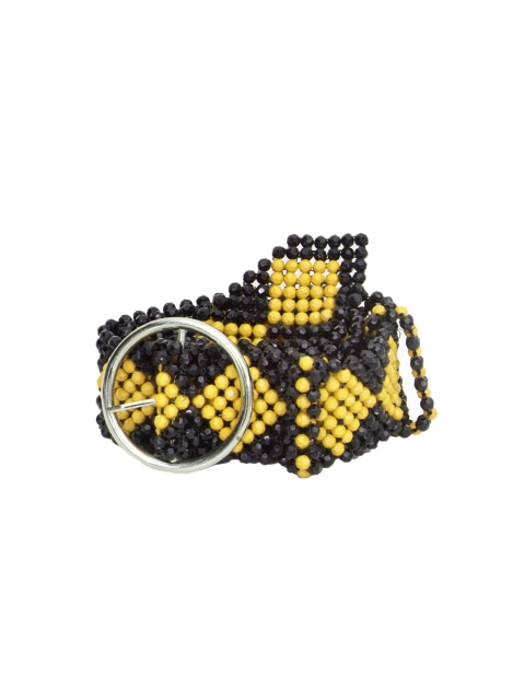 

Diwaah Women Yellow & Black Woven Design Belt