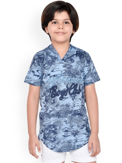 

ORANGE PUMPKKIN Boys Blue Tie & Dye Hood T-shirt