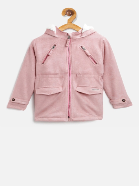 Cherry Crumble Girls Pink Solid Tailored Jacket