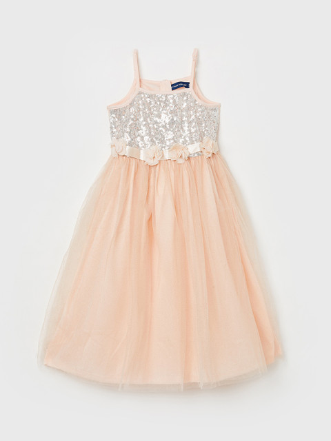 

Fame Forever by Lifestyle Girls Beige & Silver-Coloured Embellished A-Line Dress