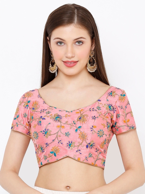 

SALWAR STUDIO Women Pink Embroidered Readymade Saree Blouse