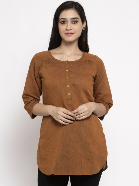 

Ayaany Women Brown Solid Pure Cotton Kurtis