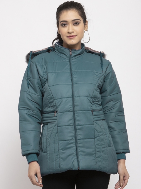 

KLOTTHE Women Turquoise Blue Solid Windcheater Parka