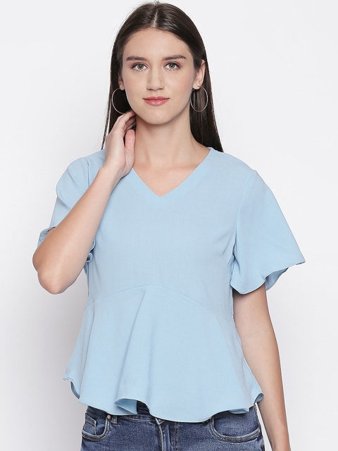 

Mesmerize Women Blue Solid Peplum Top