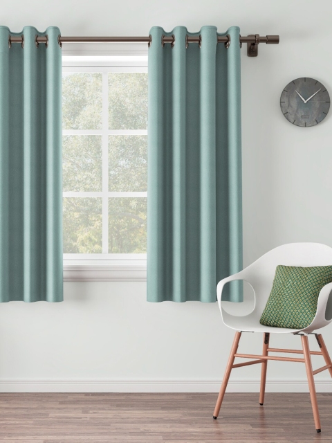 

DDecor Turquoise Blue Solid Single Window Curtain