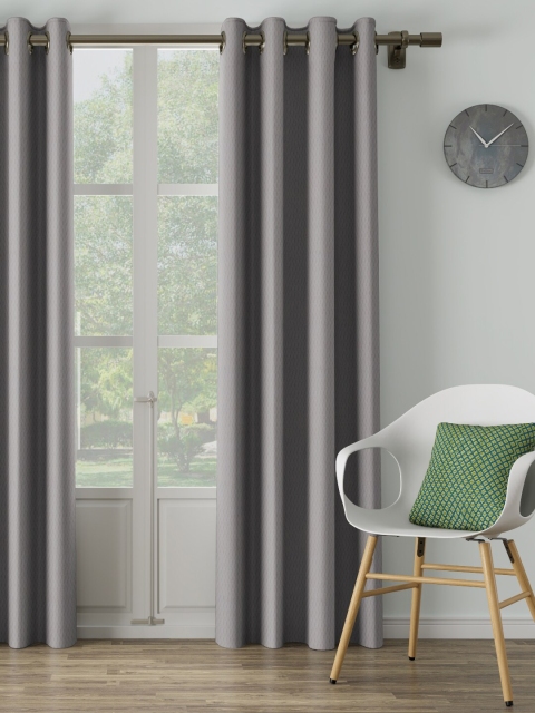 

DDecor Grey Self Design Single Door Curtain
