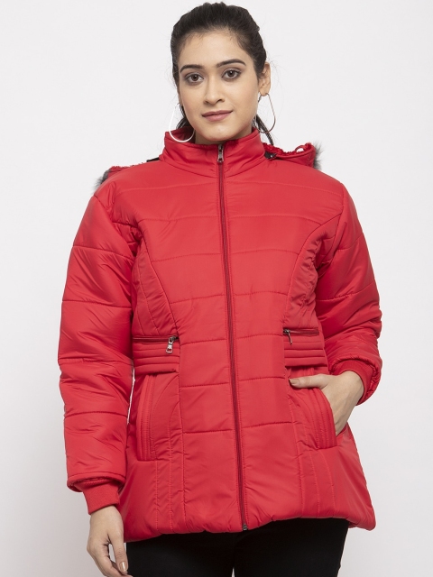 

KLOTTHE Women Red Solid Windcheater Padded Jacket