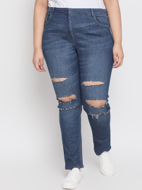 

Amydus Women Navy Blue Regular Fit Mid-Rise Highly Distressed Jeans