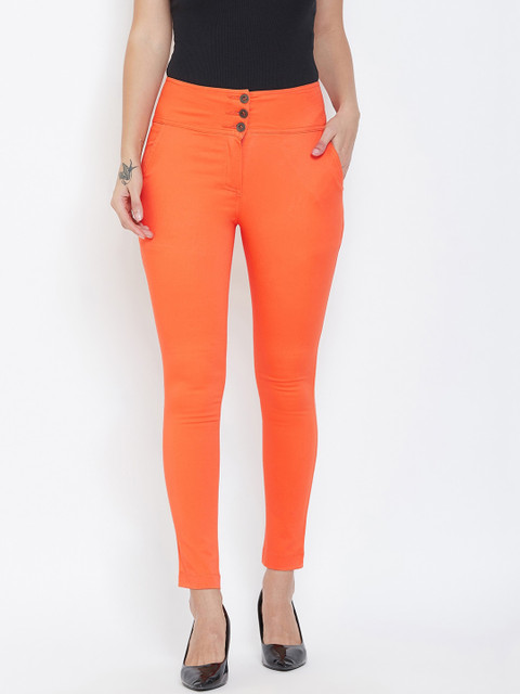 

Rider Republic Women Orange Slim Fit Solid Regular Trousers