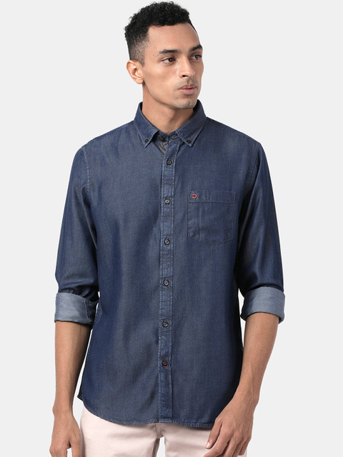 

DERBY JEANS COMMUNITY Men Blue Slim Fit Solid Casual Shirt