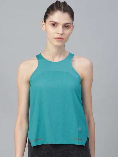 

ASICS Women Teal Green Solid Top