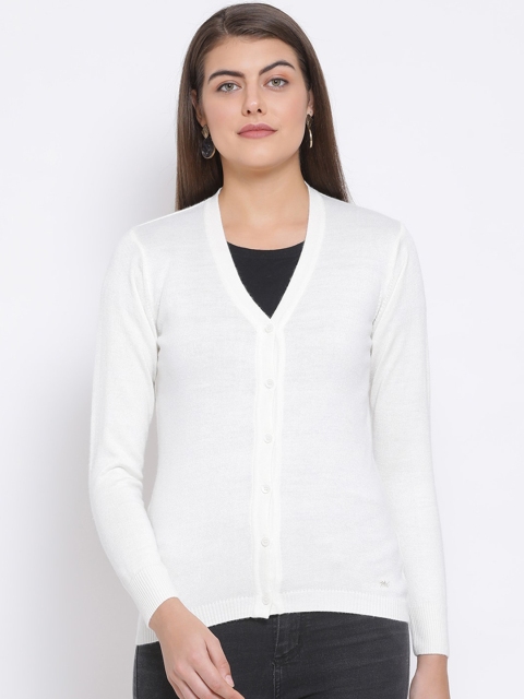 

Monte Carlo Women White Solid Cardigan
