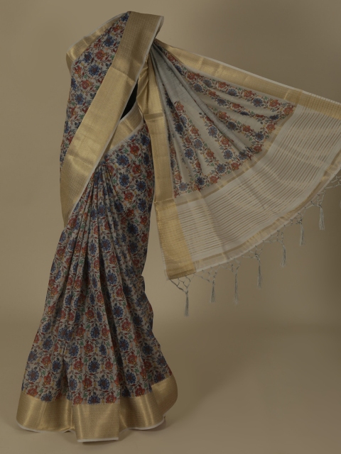 

Pothys Grey Woven Design Linen Blend Saree
