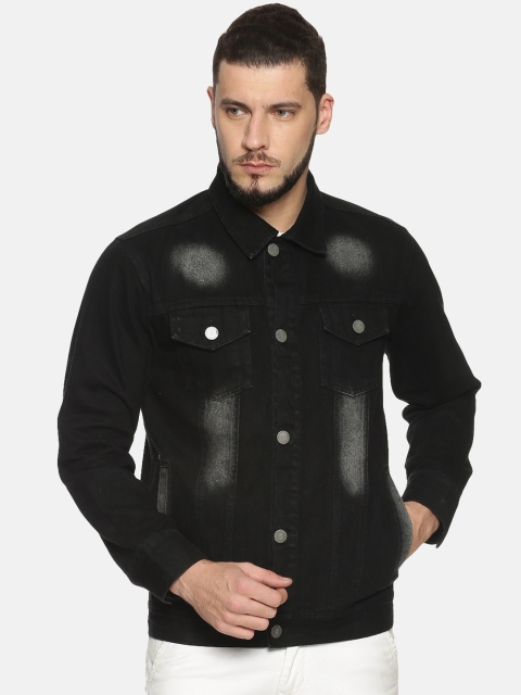 

Campus Sutra Men Black Faded Windcheater Denim Jacket