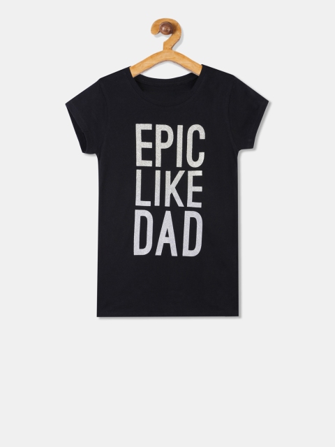 

The Childrens Place Girls Black Printed Round Neck T-shirt