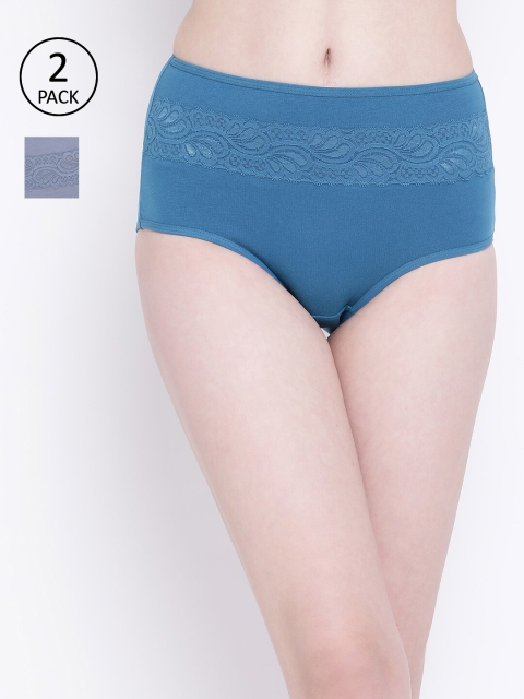 

Clovia Women Pack of 2 Solid Hipster Briefs COMPNC776S, Blue