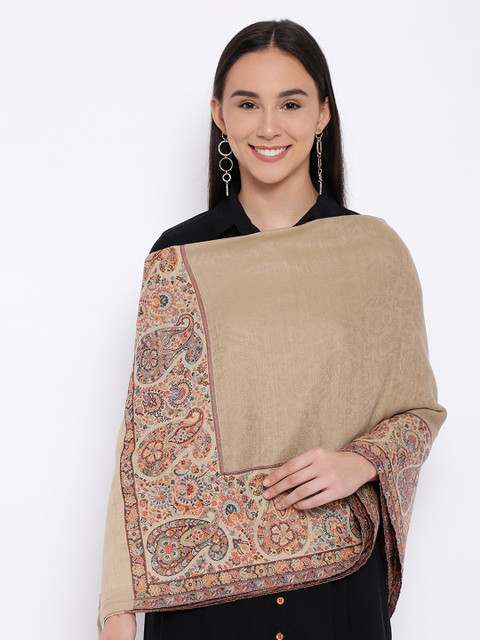 

Pashmoda Women Beige Woven Design Kaani Shawl
