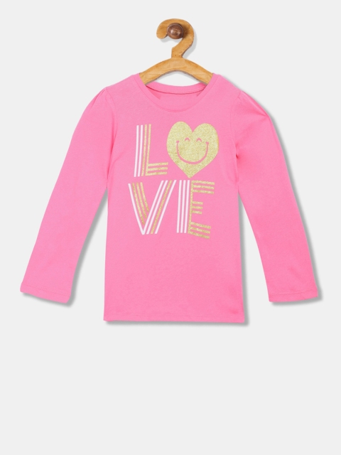 

The Childrens Place Girls Pink Printed Round Neck T-shirt