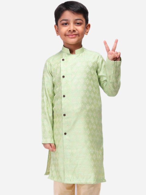 

NAMASKAR Boys Green Woven Design Straight Kurta